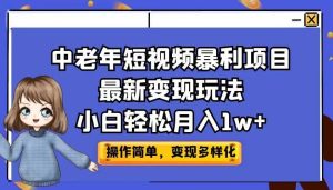 中老年短视频暴利项目最新变现玩法，小白轻松月入1w+-宁率网络知识库