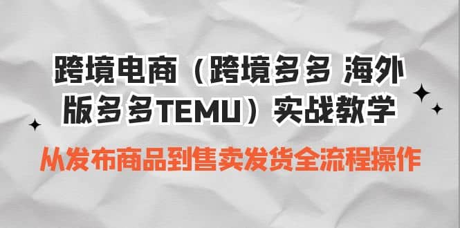 跨境电商（跨境多多 海外版多多TEMU）实操教学 从发布商品到售卖发货全流程-宁率网络知识库