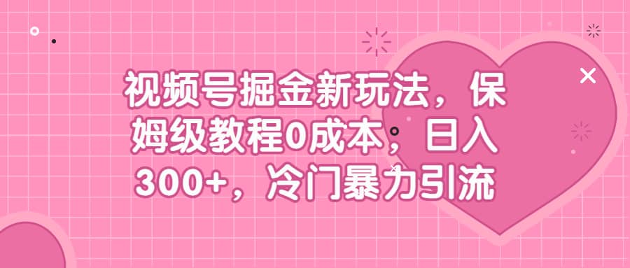 视频号掘金新玩法，保姆级教程0成本，日入300+，冷门暴力引流-宁率网络知识库