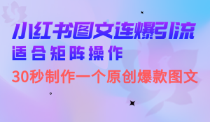 小红书图文连爆技巧 适合矩阵操作 30秒制作一个原创图文-宁率网络知识库