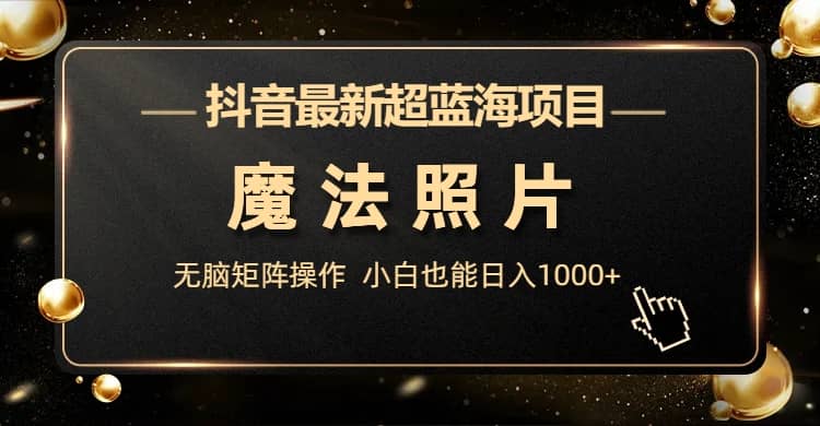 抖音最新超蓝海项目，魔法照片，无脑矩阵操作，小白也能日入1000+-宁率网络知识库