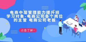 电商·中层管理能力提升班，学习对象-电商公司各个岗位的主管 电商公司老板-宁率网络知识库