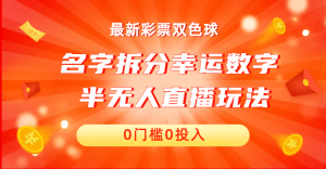 名字拆分幸运数字半无人直播项目零门槛、零投入,保姆级教程、小白首选-宁率网络知识库