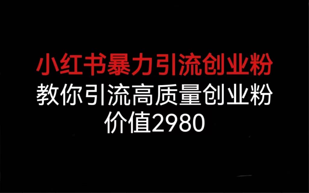 小红书暴力引流创业粉，教你引流高质量创业粉，价值2980-宁率网络知识库