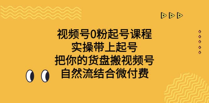视频号0粉起号课程 实操带上起号 把你的货盘搬视频号 自然流结合微付费-宁率网络知识库