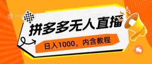 拼多多无人直播不封号玩法，0投入，3天必起，日入1000+-宁率网络知识库