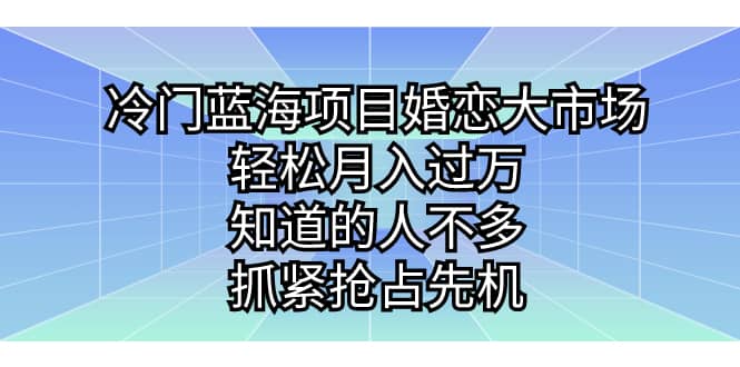 冷门蓝海项目婚恋大市场，轻松月入过万，知道的人不多，抓紧抢占先机-宁率网络知识库