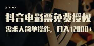 抖音电影票免费授权，需求大简单操作，月入12000+（教程+素材打包）-宁率网络知识库
