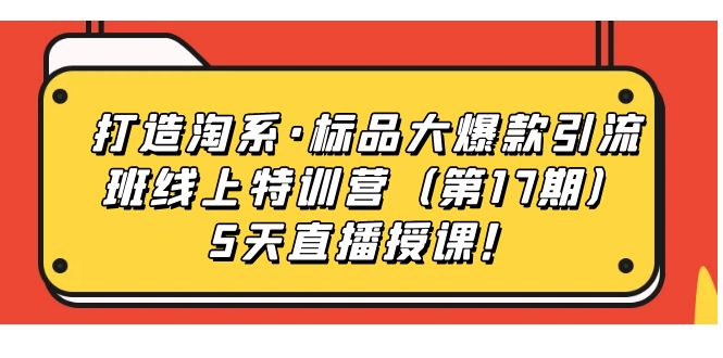 打造淘系·标品大爆款引流班线上特训营5天直播授课！-宁率网络知识库