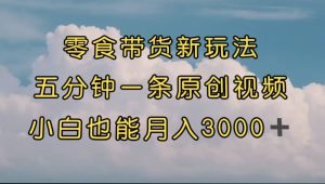 零食带货新玩法，5分钟一条原创视频，新手小白也能轻松月入3000+ （教程）-宁率网络知识库