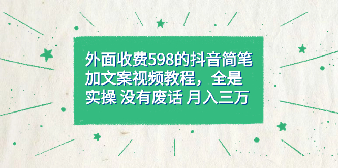 外面收费598抖音简笔加文案教程，全是实操 没有废话 月入三万（教程+资料）-宁率网络知识库
