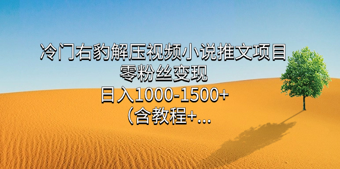 冷门右豹解压视频小说推文项目，零粉丝变现，日入1000-1500+（含教程）-宁率网络知识库