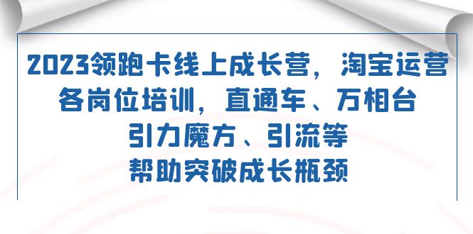 2023领跑·卡 线上成长营 淘宝运营各岗位培训 直通车 万相台 引力魔方 引流-宁率网络知识库