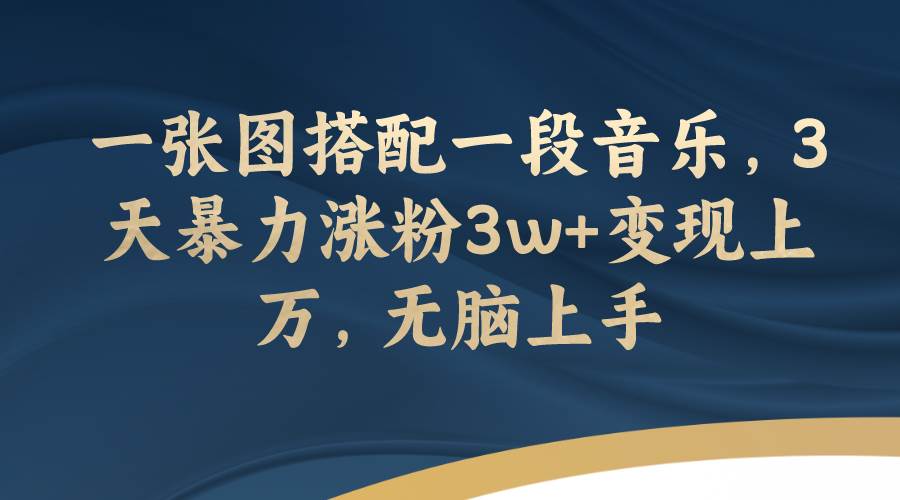 一张图搭配一段音乐，3天暴力涨粉3w+变现上万，无脑上手-宁率网络知识库