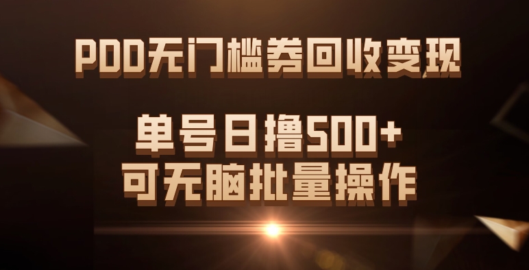 PDD无门槛券回收变现，单号日撸500+，可无脑-宁率网络知识库