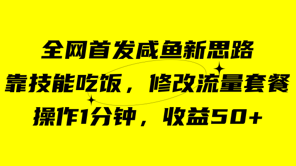 咸鱼冷门新玩法，靠“技能吃饭”，修改流量套餐，操作1分钟，收益50+-宁率网络知识库