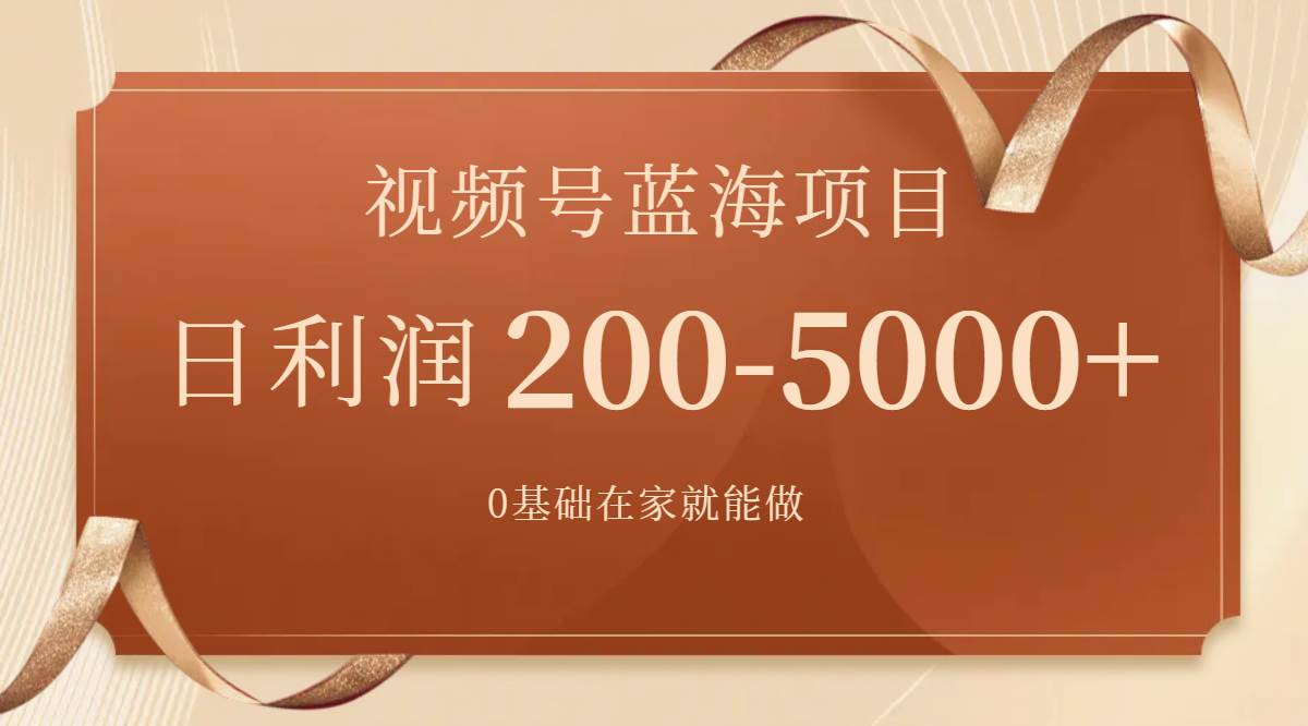 视频号蓝海项目，0基础在家也能做，一天200-5000+【附266G资料】-宁率网络知识库