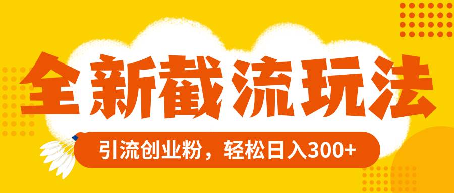 全新截流玩法，精准引流创业粉，轻松日入300+-宁率网络知识库