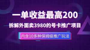 一单收益200+拆解外面卖3980手机号卡推广项目（内含10多种保姆级推广玩法）-宁率网络知识库