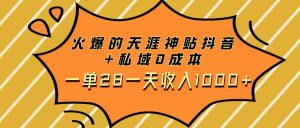 火爆的天涯神贴抖音+私域0成本一单28一天收入1000+-宁率网络知识库