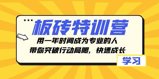 板砖特训营，用一年时间成为专业的人，带你突破行动局限，快速成长-宁率网络知识库