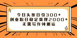 今日头条日引300+创业粉日稳定变现2000+无需写作纯搬运-宁率网络知识库
