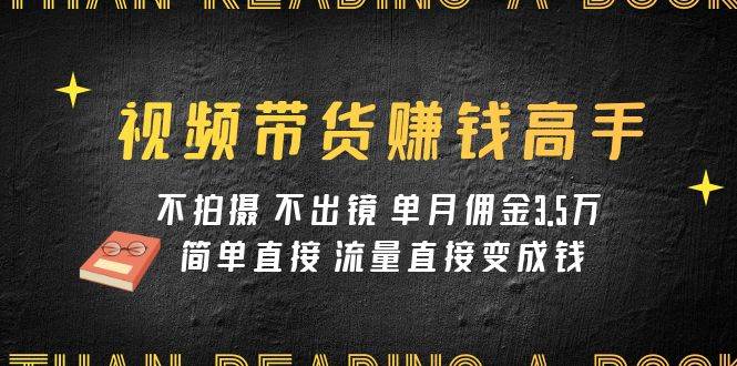 视频带货赚钱高手课程：不拍摄 不出镜 单月佣金3.5w 简单直接 流量直接变钱-宁率网络知识库