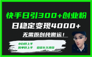 快手日引300+创业粉日稳定变现4000+无需原创纯搬运！-宁率网络知识库