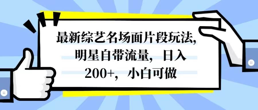 最新综艺名场面片段玩法，明星自带流量，日入200+，小白可做-宁率网络知识库