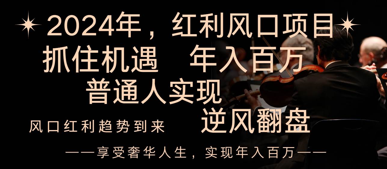 2024红利风口项目来袭，享受第一波红利，逆风翻盘普通人也能实现，年入百万-宁率网络知识库
