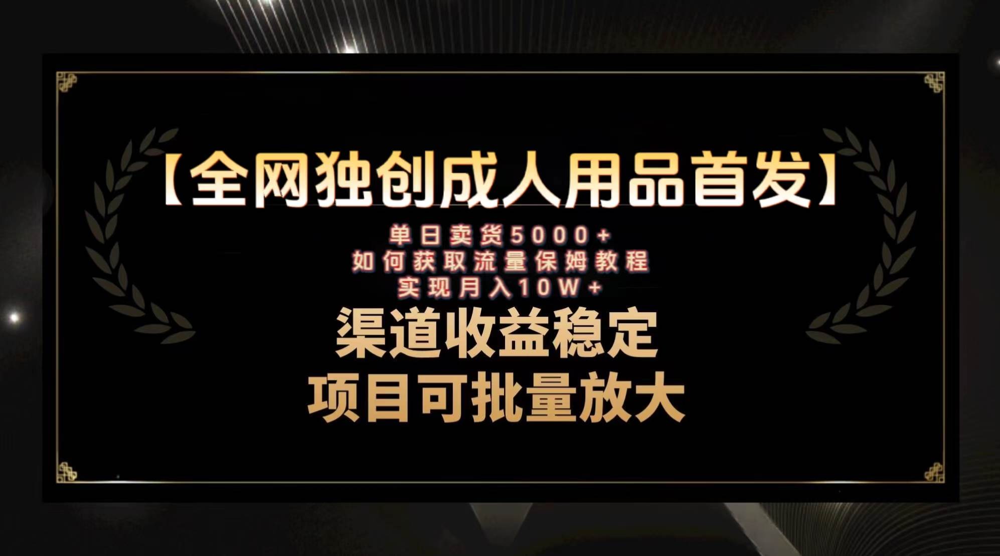 最新全网独创首发，成人用品赛道引流获客，月入10w保姆级教程-宁率网络知识库