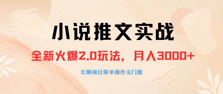 外面收费990的小说推广软件，零粉丝可变现，月入3000+，小白当天即上手-宁率网络知识库