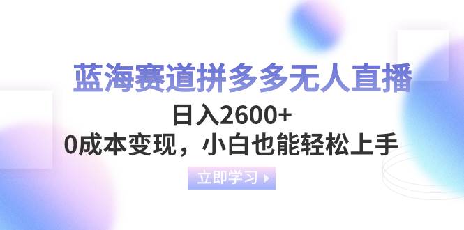 蓝海赛道拼多多无人直播，日入2600+，0成本变现，小白也能轻松上手-宁率网络知识库
