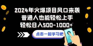 2024年火爆项目风口来袭普通人也能轻松上手轻松日入500-1000+-宁率网络知识库