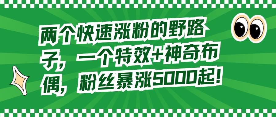两个快速涨粉的野路子，一个特效+神奇布偶，粉丝暴涨5000起！-宁率网络知识库