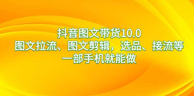 抖音图文带货10.0，图文拉流、图文剪辑，选品、接流等，一部手机就能做-宁率网络知识库