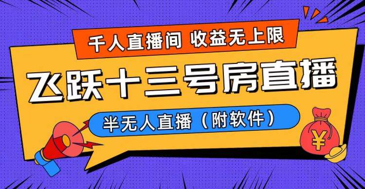 爆火飞跃十三号房半无人直播，一场直播上千人，日入过万！（附软件）-宁率网络知识库