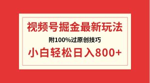 视频号掘金，小白轻松日入800+（附100%过原创技巧）-宁率网络知识库