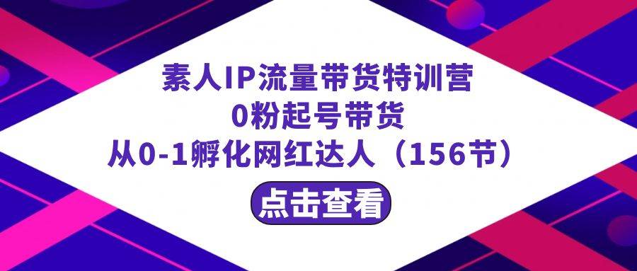 繁星·计划素人IP流量带货特训营：0粉起号带货 从0-1孵化网红达人（156节）-宁率网络知识库