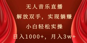 无人音乐直播，解放双手，实现躺赚，小白轻松实操，日入1000+，月入3w+-宁率网络知识库