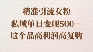 精准引流女粉，私域单日变现500＋，高利润高复购，保姆级实操教程分享-宁率网络知识库