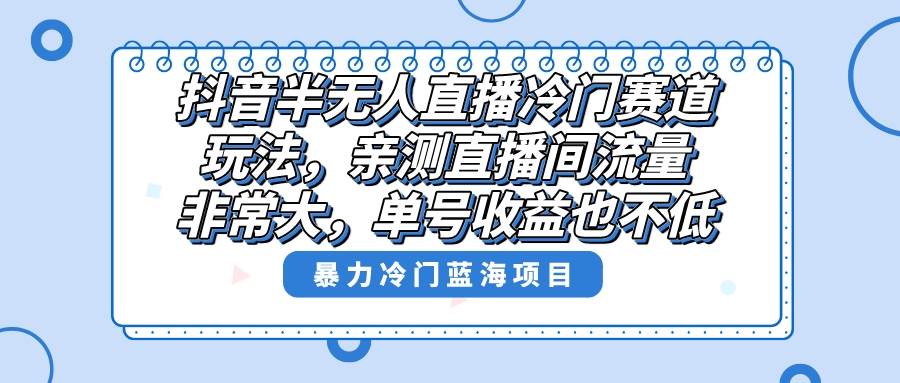 抖音半无人直播冷门赛道玩法，直播间流量非常大，单号收益也不低！-宁率网络知识库
