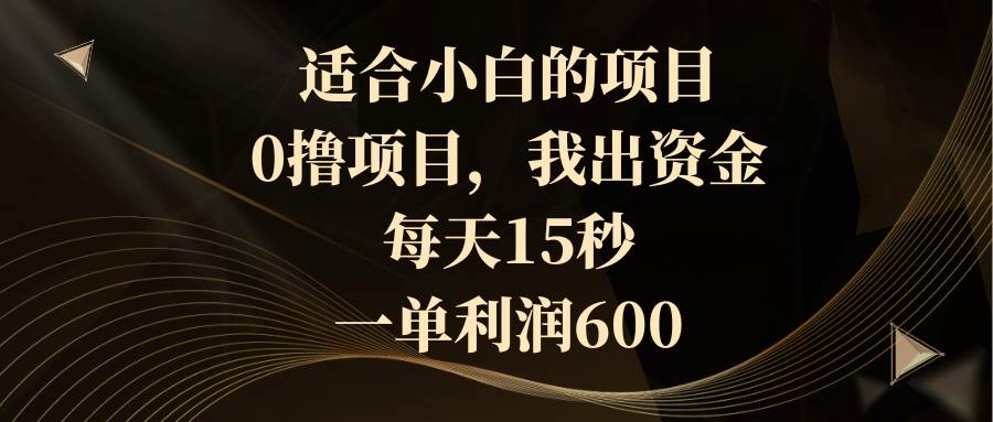适合小白的项目，0撸项目，我出资金，每天15秒，一单利润600-宁率网络知识库