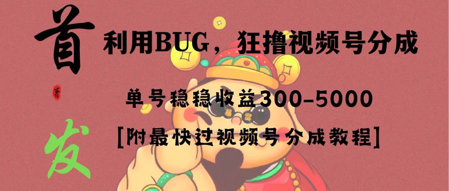 全网独家首发，视频号BUG，超短期项目，单号每日净收益300-5000！-宁率网络知识库