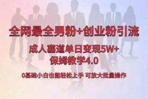 全网首发成人用品单日卖货5W+,最全男粉+创业粉引流玩法,小白也能轻松上手-宁率网络知识库
