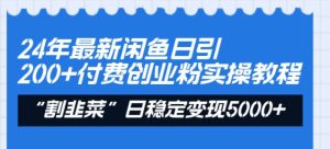 24年最新闲鱼日引200+付费创业粉,割韭菜每天5000+收益实操教程!-宁率网络知识库