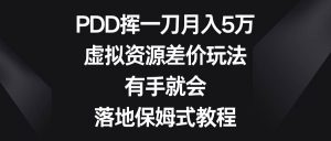 PDD挥一刀月入5万,虚拟资源差价玩法,有手就会,落地保姆式教程-宁率网络知识库