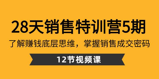28天·销售特训营5期：了解赚钱底层思维，掌握销售成交密码（12节课）-宁率网络知识库