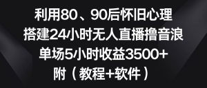 利用80、90后怀旧心理,搭建24小时无人直播撸音浪,单场5小时收益3500+…-宁率网络知识库
