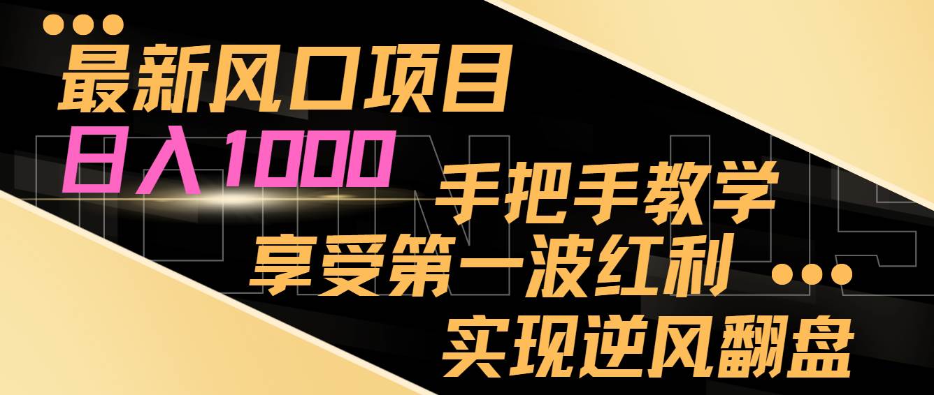 最新风口项目，日入过千，抓住当下风口，享受第一波红利，实现逆风翻盘-宁率网络知识库